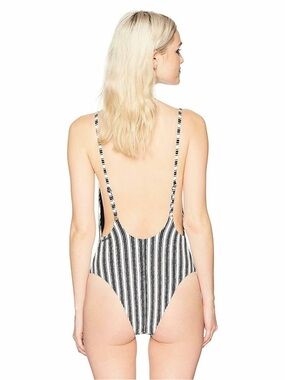 Billabong Black & White Get In Line One Piece Swimsuit